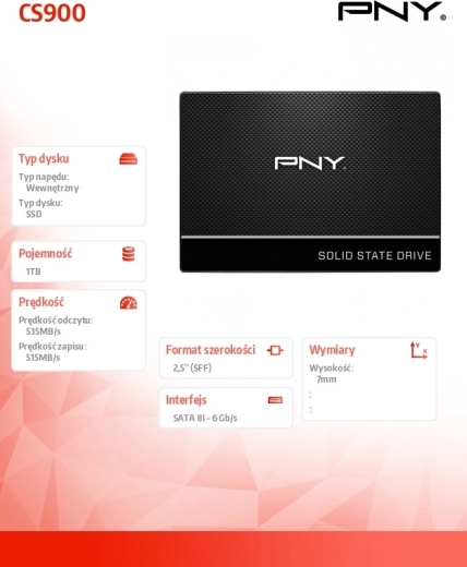SSD-schijf 1 TB 2,5" SATA III PNY CS900