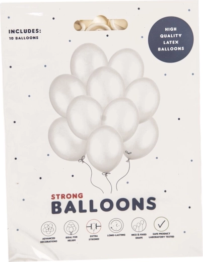 Parelmoeren latexballonnen 27 cm - 10 stuks – Wit