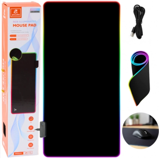 Gaming-muismat en toetsenbordmat met RGB LED-verlichting 90 × 40 cm