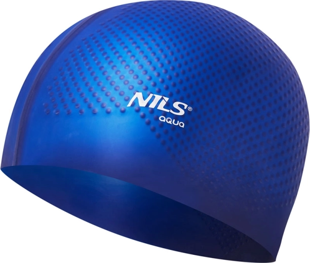 Siliconen badmuts NILS Aqua NQC Dots donkerblauw
