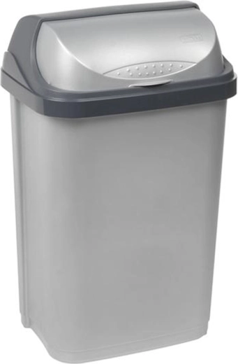 Kunststof kanteldeksel prullenbak KEEEPER 25 l, grijs
