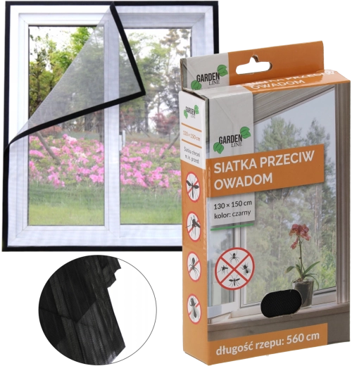 Insectenhor zwart 150 × 180 cm met klittenband