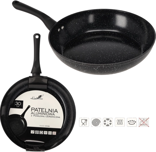 Aluminium koekenpan 30 cm met keramische coating voor inductie