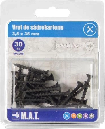 Gipsplaatschroef 3,5 × 35 mm met grove draad, gefosfateerd (30 stuks)