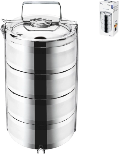 Thermische roestvrijstalen voedselcontainer Orion met 4 etages van 4 × 1,1 l