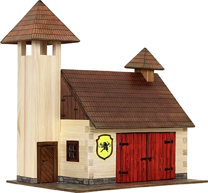 Houten lijmconstructieset HOBBY KITS – brandweerkazerne 1:32