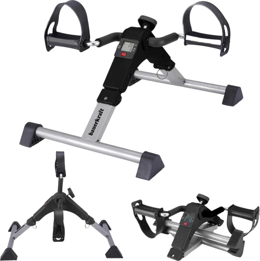 Opvouwbare revalidatie-fietstrainer (mini pedaaltrainer) rotor 2-in-1 met LCD-display zwart