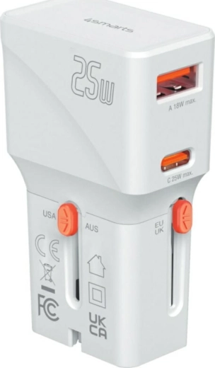 Reislader 4smarts Nomad Pocket 25 W USB‑C + USB‑A wit