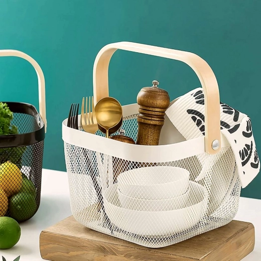 Metalen fruitschaal in Scandinavische stijl - ecru