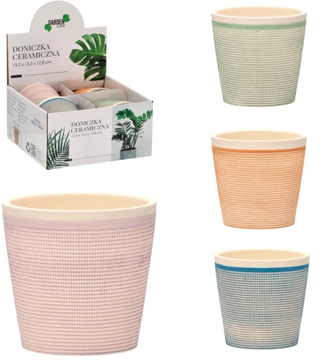 Keramische sierpot 13,3 × 13,3 × 12,8 cm – mix van patronen