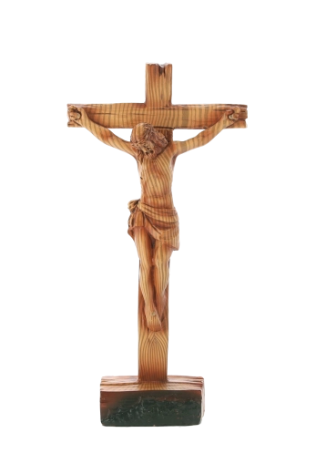 Staand kruis met Jezusfiguur van polyresin