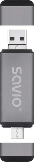 Kaartlezer Savio 3-in-1 USB-C, USB-A, micro USB