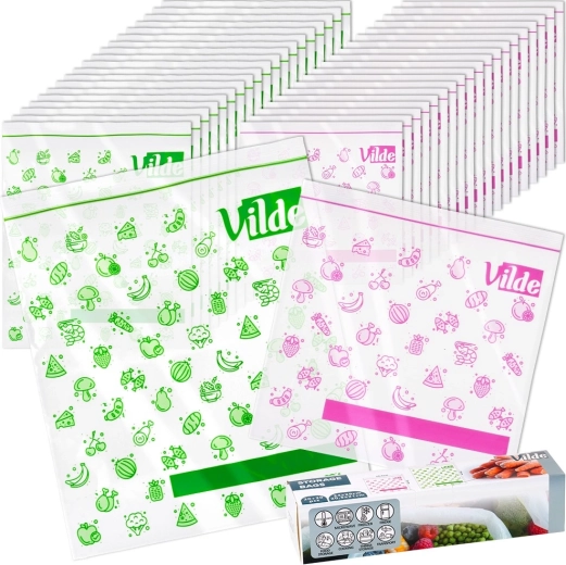 Zakjes met ritssluiting voor voedsel 20,5 × 21 cm en 24 × 29 cm, 40 stuks