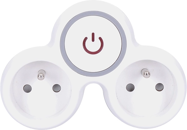 Solight stekkerdoosadapter voor in het stopcontact met schakelaar 2× stopcontact, wit-grijs