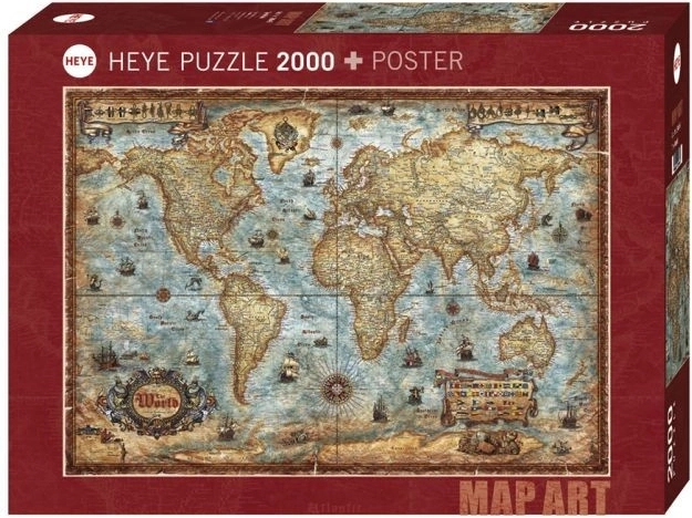 Puzzel HEYE – wereld, 2000 stukjes