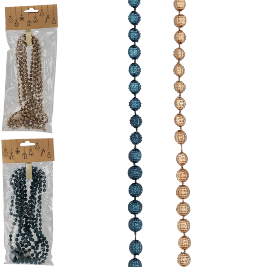 Decoratieve kralenguirlande 2,7 m in donkerblauw en goud
