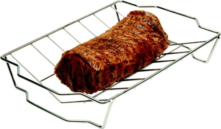 Roestvrijstalen grill- en braadrooster met handgrepen