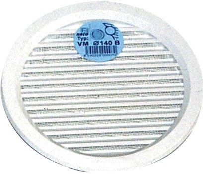 Ventilatierooster met gaas, diameter 140 mm, wit