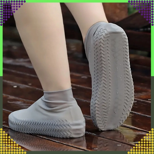 Waterdichte siliconen overschoenen met antislipzool, maat S, grijs