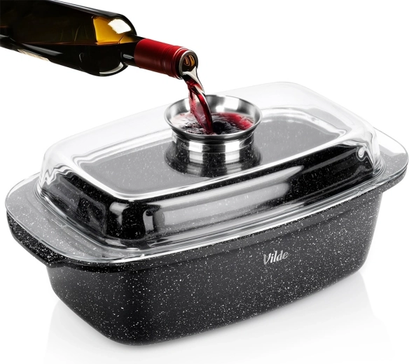 Granit braadslede met deksel 5,4 l, 39 × 22 × 17,5 cm