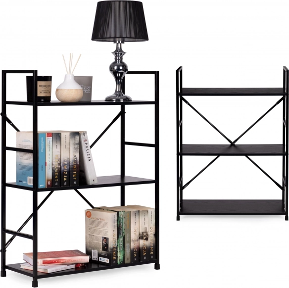 Houten boekenkast met metalen frame LOFT, 3 legplanken ModernHome