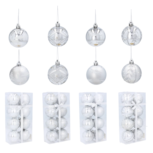 Set van zilverkleurige kerstballen 6 cm – 8 stuks