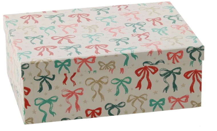 Kerstcadeaudoos met strik 31 × 22,5 × 11,5 cm - 1 stuk