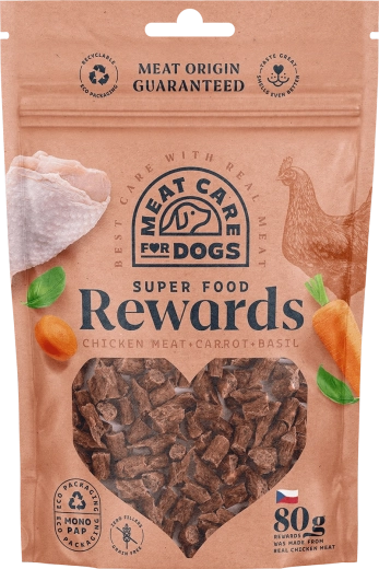 Meat Care Rewards Dog hondensnack – kip met wortel en basilicum 80 g