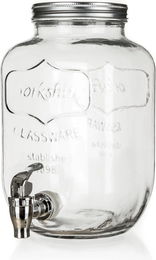 Glazen drankdispenser 4 l met kraantje en metalen deksel BRISA