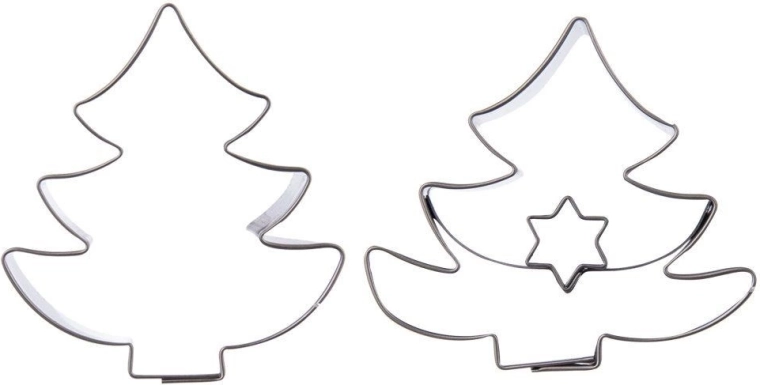 Stalen koekjesuitsteker – boompje, 4,5 cm, 2 stuks