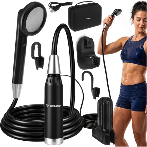 Draagbare kampeerdouche TRIZAND met pomp en USB-opladen