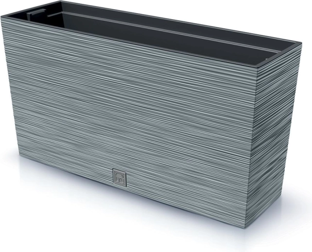 Kunststof geribde plantenbak met inzet 77 cm, betongrijs