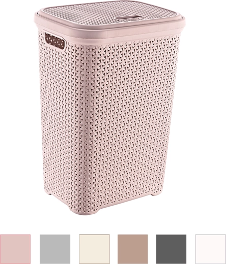 Wasmand in rotanlook met deksel 55 l