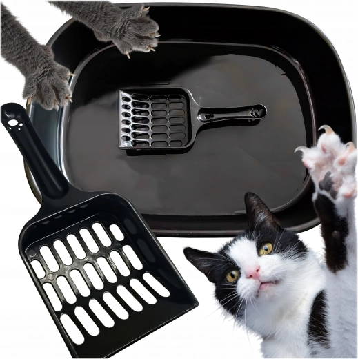 Open kattentoilet met schep, zwart 41 × 31 × 9 cm