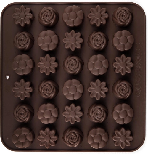Siliconenmal voor chocolade bloemetjes 30 stuks Culinaria bruin