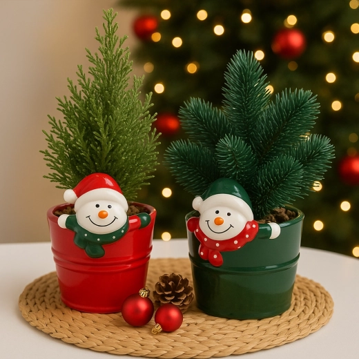 Decoratieve kunstmatige kerstplant in keramische pot 10 × 17,5 cm