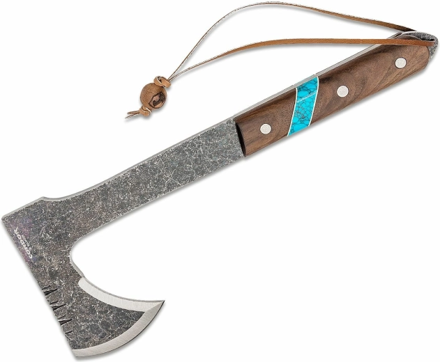 Tomahawk-bijl Condor Blue River 529 g met notenhouten handvat en lederen schede