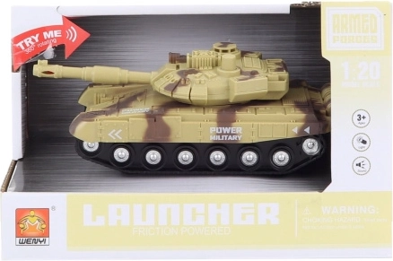 Beige tank op batterijen met licht en geluid