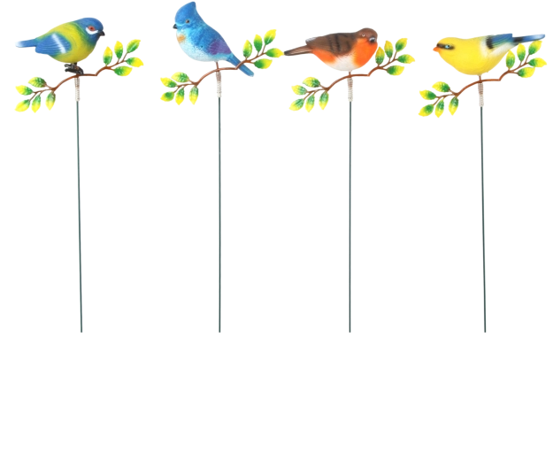 Tuinornament op prikker – vogel op tak, 69 cm