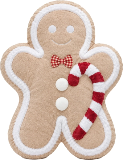 Kerstdecoratief kussen in de vorm van een peperkoekmannetje 40 cm