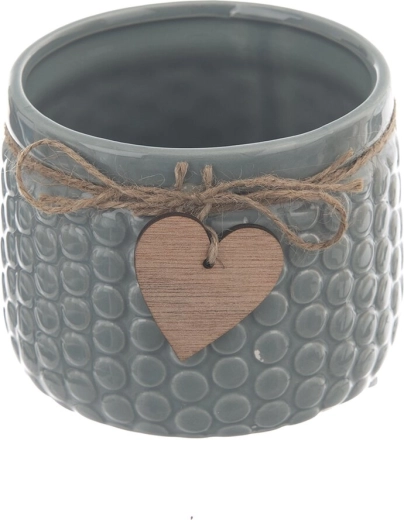 Bloempot keramiek en hout groen-grijs 10 × 10 cm