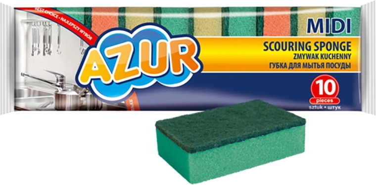 MIDI afwassponsjes, mix van kleuren, 10 stuks