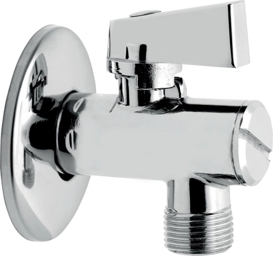 Hoekventiel met filter en metalen hendel 1/2" x 3/8", chroom