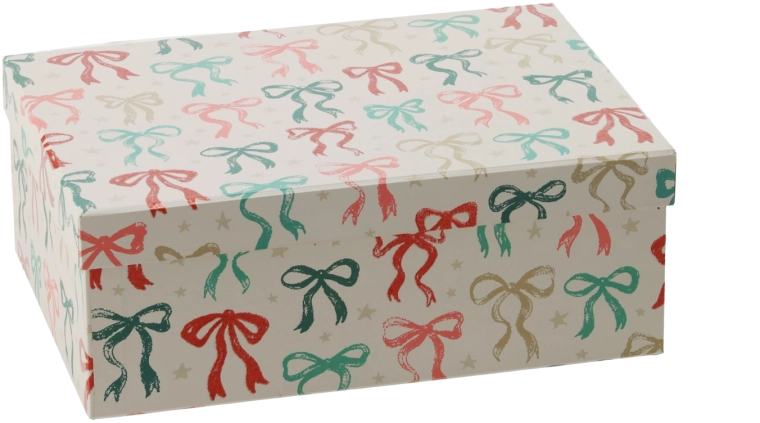 Kerstcadeaudoos met decoratieve strik 27 × 19,5 × 10 cm - 1 stuk