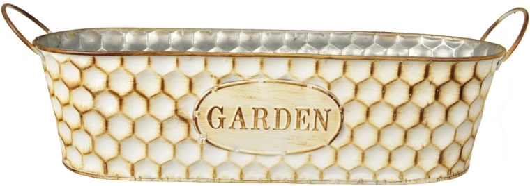 Metalen bloembak GARDEN beige 37 × 10 × 10 cm