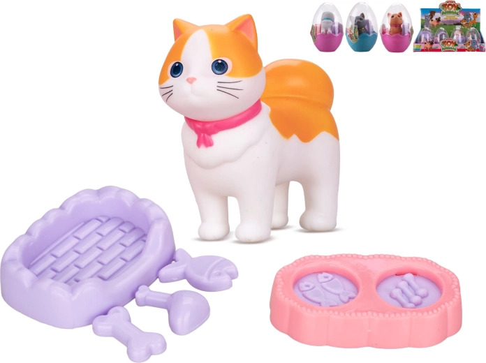 Katfiguurtje in een eitje met accessoires