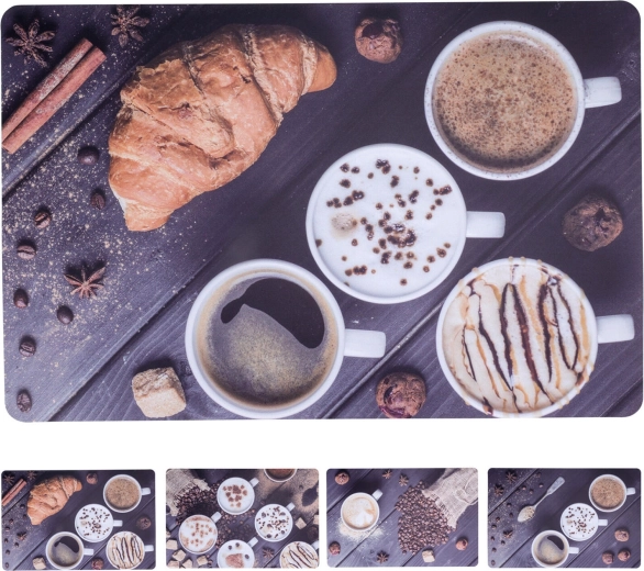 Kunststof placemat Koffie 43,5 × 28,5 cm, mix van decoraties