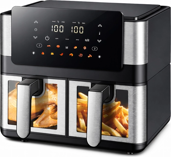 Heteluchtfriteuse (airfryer) met twee manden 8 l (4+4 l) 2000 W, 12 programma’s