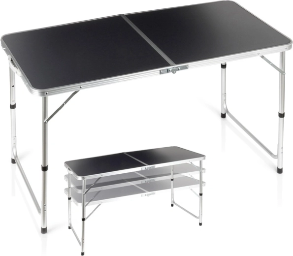 Vilde opvouwbare campingtafel 3-in-1 met verstelbare hoogte 120 × 60 cm grafiet