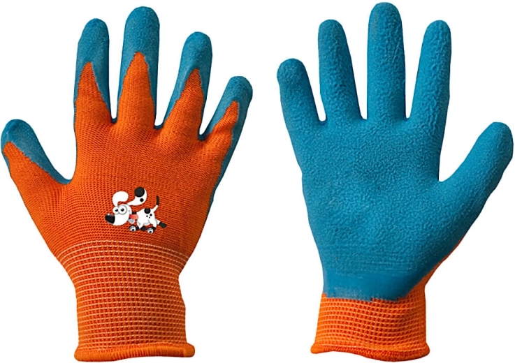 werkhandschoenen ORANGE van schuimlatex, maat 4